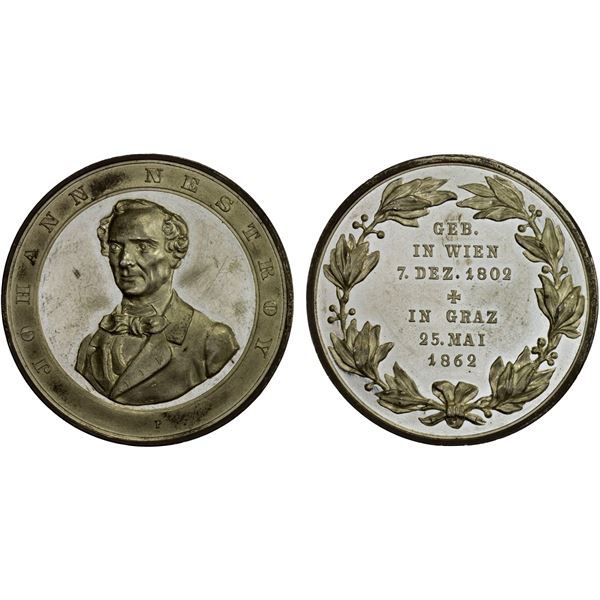 AUSTRIA: white metal medal (24.88g), 1862, Unc