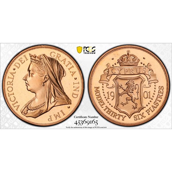 CYPRUS: Fantasy Issues, 36 piastres, "1901", PCGS PF68 Red Cameo