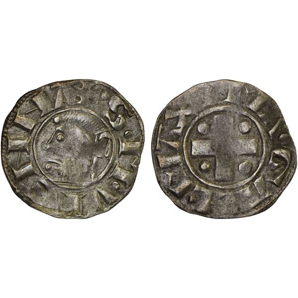 VIENNE: Anonymous bishops, 12th century, AR denier (0.85g), ND, VF