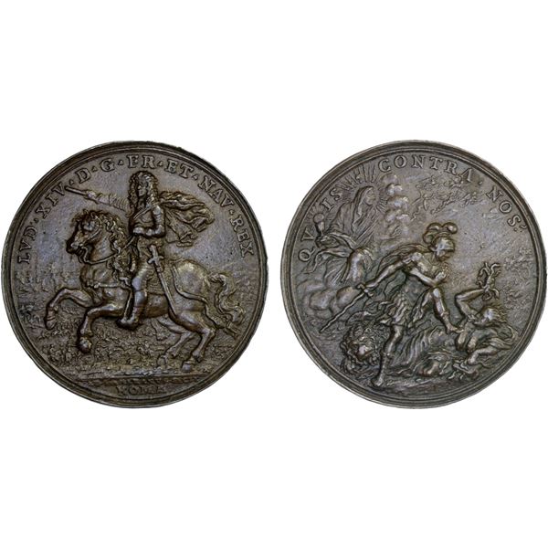 FRANCE: AE medal (29.04g), 1673, XF