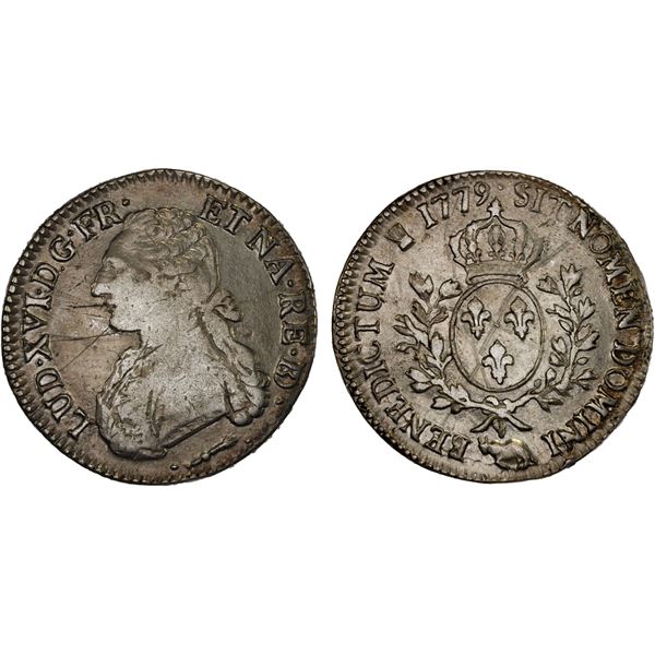 FRANCE: Louis XVI, 1774-1793, AR ecu, Pau, 1779, VF-XF