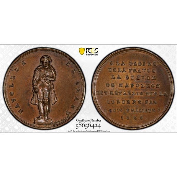 FRANCE: Louis Philippe I, 1830-1848, AE medalet (6.16g), 1833, PCGS MS64
