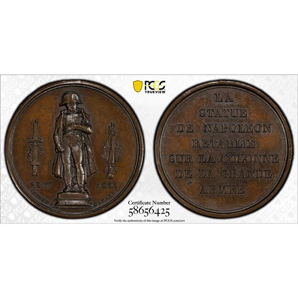 FRANCE: Louis Philippe I, 1830-1848, AE medalet (6.56g), 1833, PCGS MS64