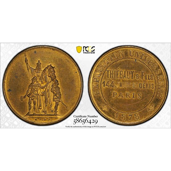 FRANCE: AE token (7.44g), 1878, PCGS MS63