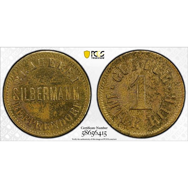 BAVARIA: brass beer token, PCGS MS63