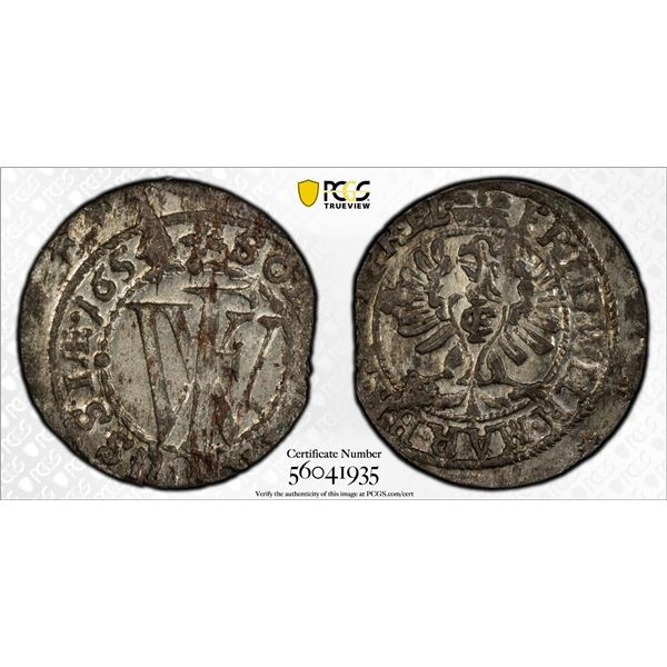 BRANDENBURG: Friedrich Wilhelm, 1640-1688, AR schilling, 1654, PCGS MS62