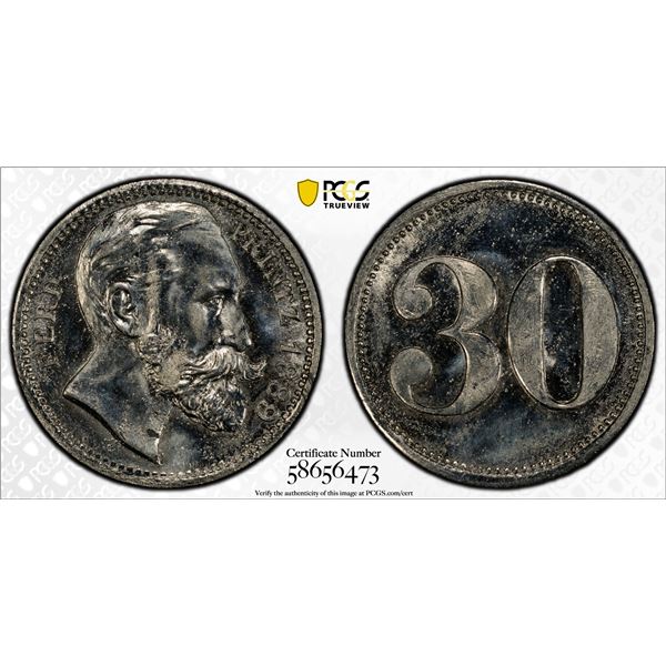 BRANDENBURG: 30 pfennig token, 1889, PCGS MS64