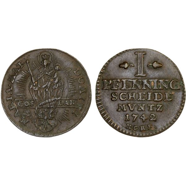 GOSLAR: AE pfennig, 1742, choice VF