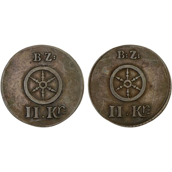 MAINZ: AE 2 kreuzer bridge token (2.87g), ND (ca. 1700's), VF