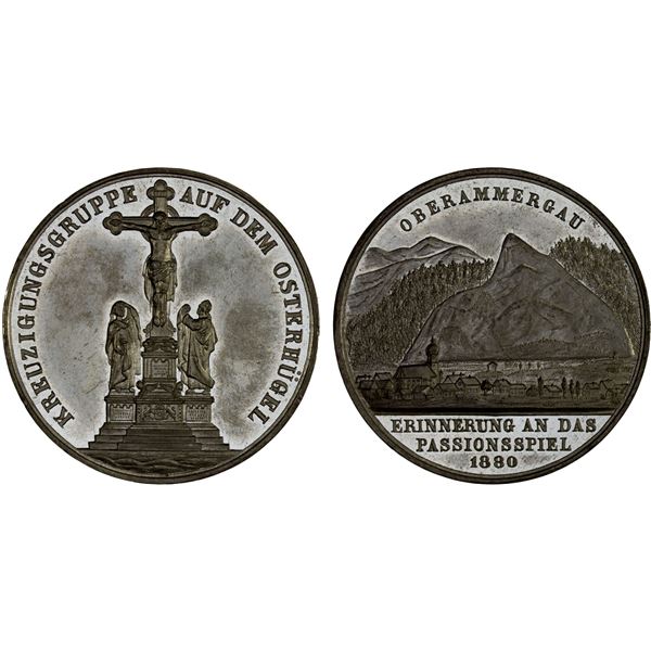 OBERAMMERGAU: medal (25.47g), 1880, Choice XF