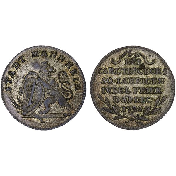 PFALZ: AR ducat, 1792, toned XF