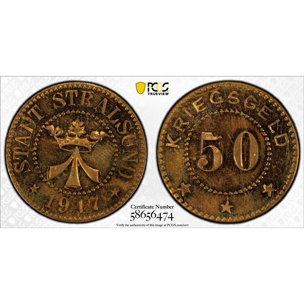 POMERANIA: 50 pfennig token, 1917, PCGS MS64