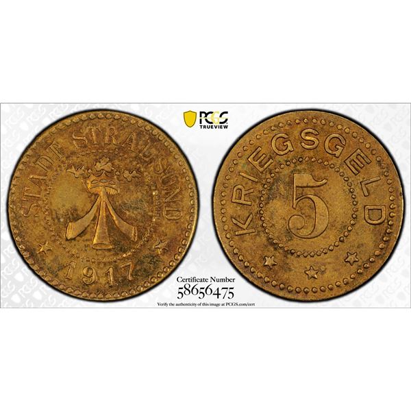 POMERANIA: 5 pfennig token, 1917, PCGS MS64