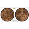 Image 1 : REUSS-SCHLEIZ: Heinrich XIV, 1867-1913, AE pfennig, 1868-A, PCGS MS64 RB
