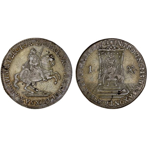 SAXONY-ALBERTINE: Friedrich August II, 1733-1763, BI groschen, 1741, VF