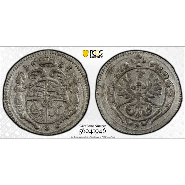 SILESIA-WÜRTTEMBERG-ÖLS: Christian Ulrich I, 1669-1704, AR gröschel, 1681, PCGS MS63