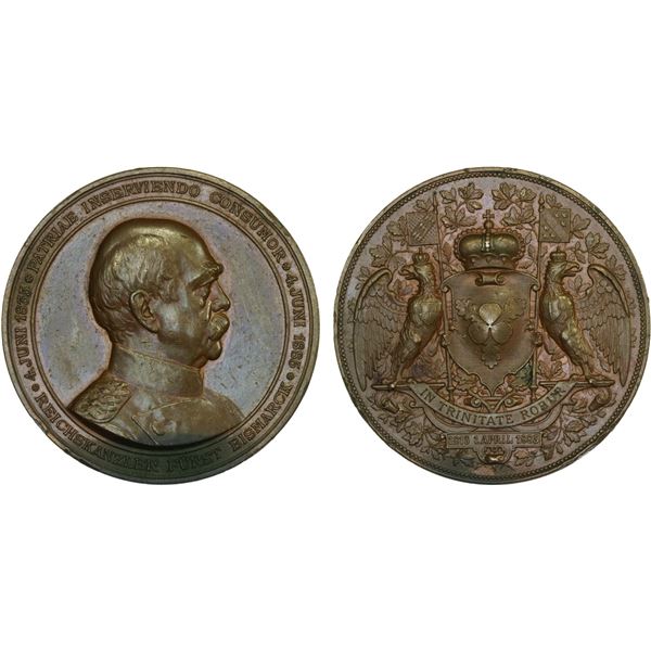 GERMANY: AE medal (25.34g), 1885, XF-AU