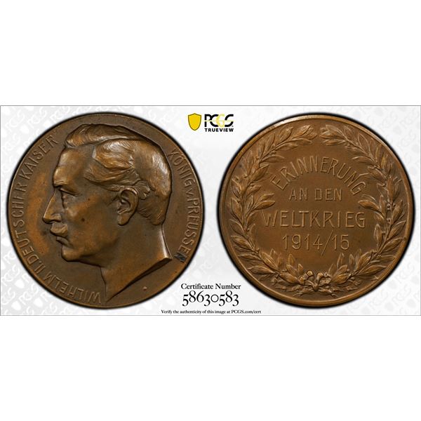 GERMANY: Wilhelm II, 1888-1918, AE medal, 1915, PCGS MS63