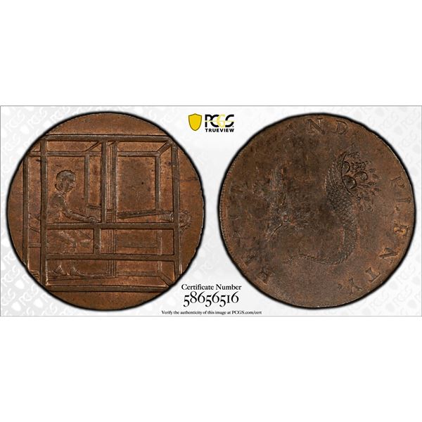 GREAT BRITAIN: AE halfpenny token, ND (1792), PCGS MS64 BN