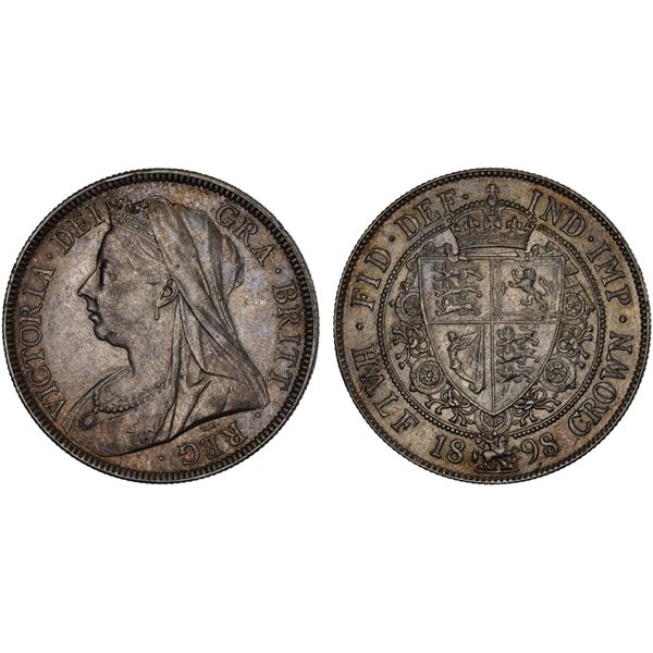 GREAT BRITAIN: Victoria, 1837-1901, AR halfcrown, 1898, Choice XF