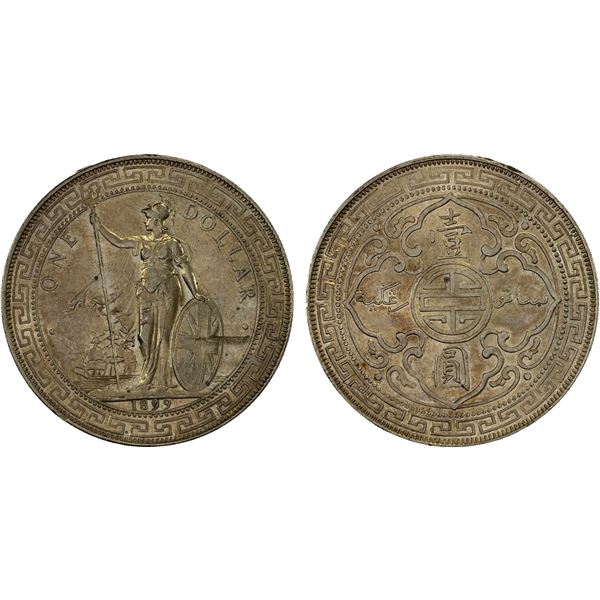 GREAT BRITAIN: Victoria, 1837-1901, AR trade dollar, Bombay, 1899-B, Choice XF