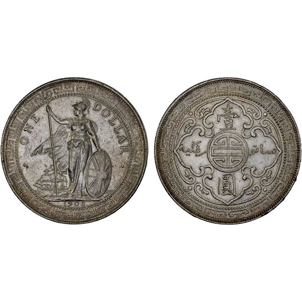 GREAT BRITAIN: Edward VII, 1901-1910, AR trade dollar, Bombay, 1903-B, AU