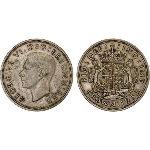 GREAT BRITAIN: George VI, 1936-1952, AR crown, 1937, VF