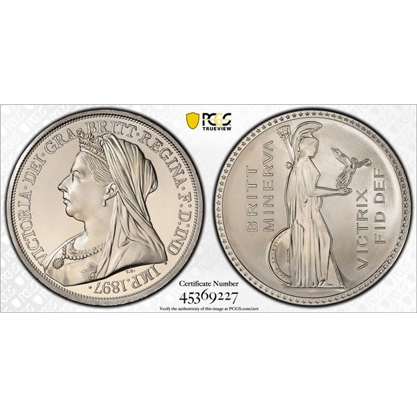 GREAT BRITAIN: Fantasy Issues, 1 crown, "1897", PCGS Proof 66