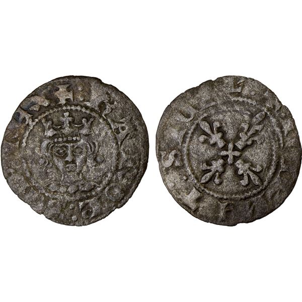ITALY: NAPLES: Charles II of Anjou, 1285-1309, BI denaro regale, ND, VF