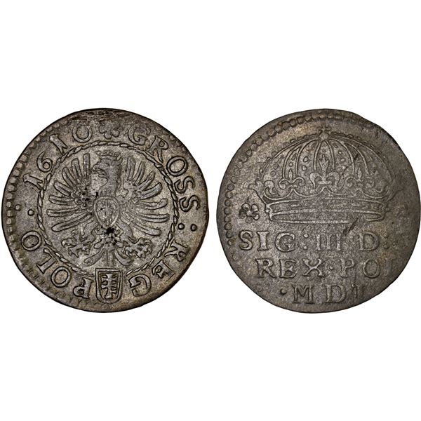 POLAND: Bromberg, AR groschen, 1610, choice VF