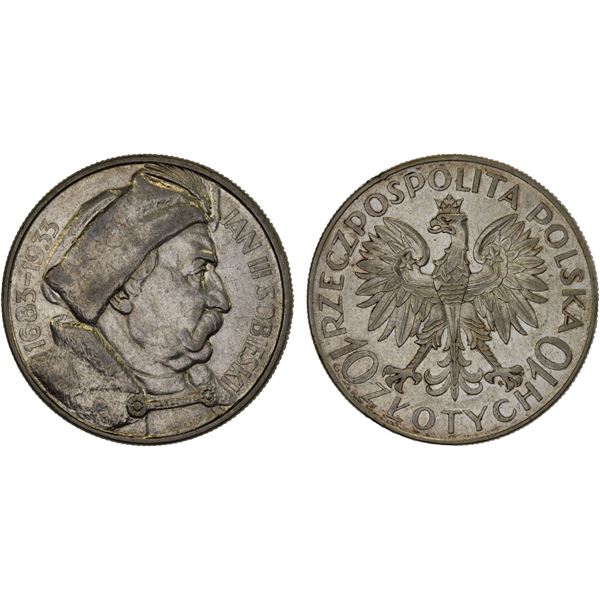 POLAND: AR 10 zlotych, 1933, XF