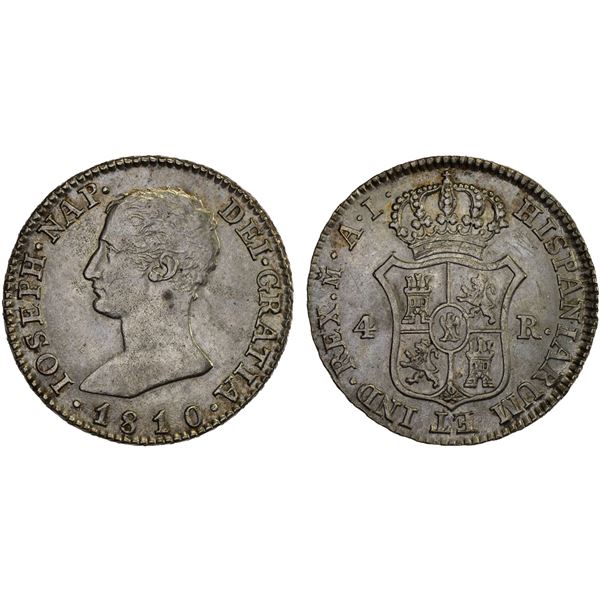 SPAIN: Jose Napoleon, 1808-1813, AR 4 reales, 1810-M, XF-AU