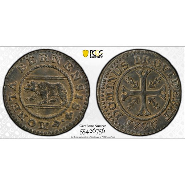 SWITZERLAND: BERN: Republic, BI 1/2 kreuzer, 1796, PCGS MS63
