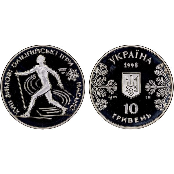 UKRAINE: Republic, AR 10 hryven, 1998, Proof