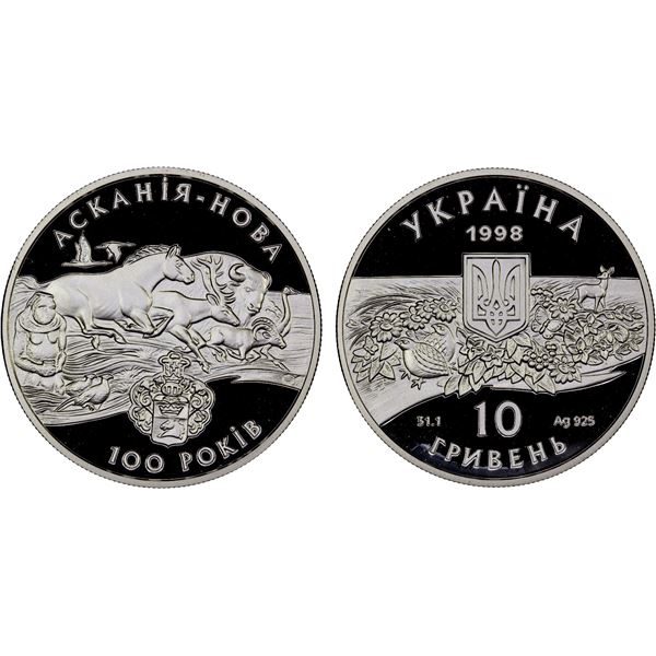 UKRAINE: Republic, AR 10 hryven, 1998, Proof