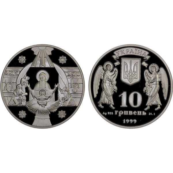 UKRAINE: Republic, AR 10 hryven, 1999, Proof