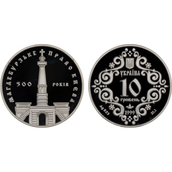 UKRAINE: Republic, AR 10 hryven, 1999, Proof