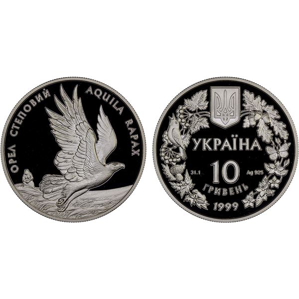 UKRAINE: Republic, AR 10 hryven, 1999, Proof