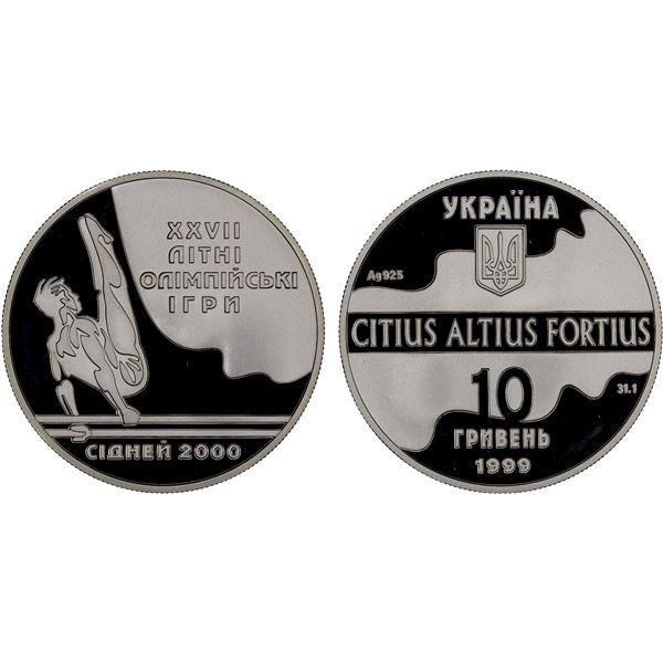 UKRAINE: Republic, AR 10 hryven, 1999, Proof