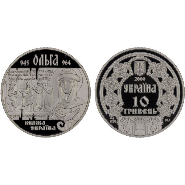 UKRAINE: Republic, AR 10 hryven, 2000, Proof