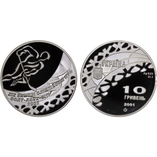 UKRAINE: Republic, AR 10 hryven, 2001, Proof