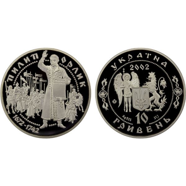 UKRAINE: Republic, AR 10 hryven, 2002, Proof