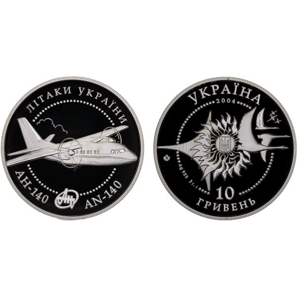 UKRAINE: Republic, AR 10 hryven, 2004, Proof