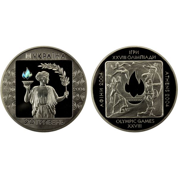 UKRAINE: Republic, AR 20 hryven, 2004, Proof