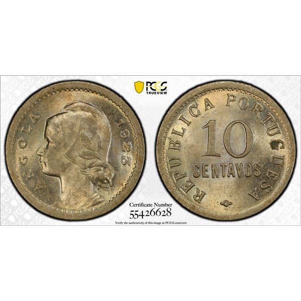 ANGOLA: Portuguese Colony, 10 centavos, 1923, PCGS MS63