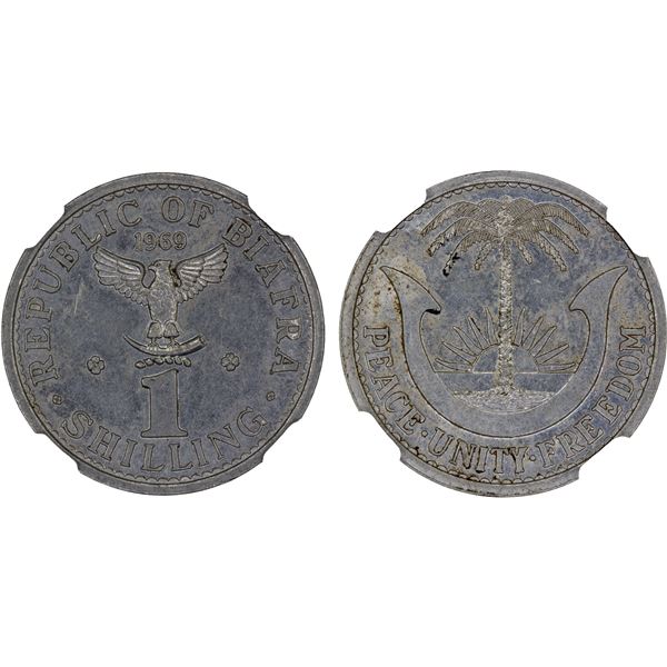 BIAFRA: Independent Republic, 1 shilling, 1969, NGC MS61