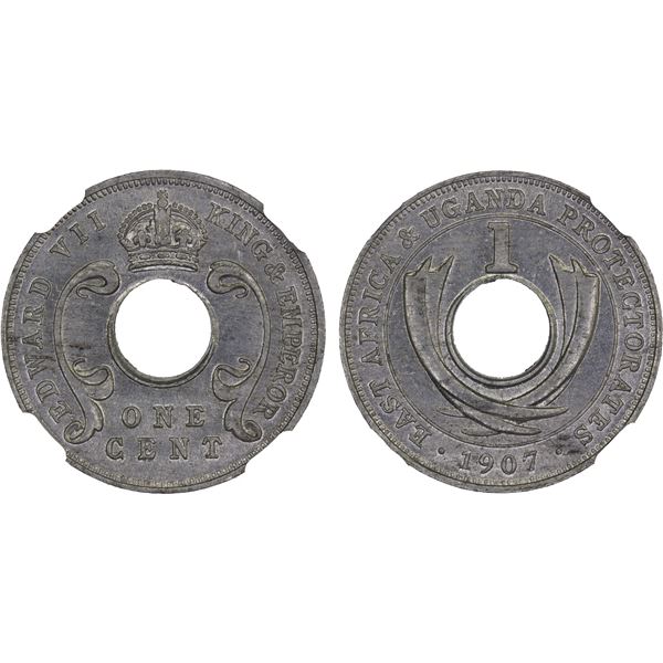 EAST AFRICA & UGANDA: Edward VII, 1901-1910, 1 cent, 1907, NGC MS63