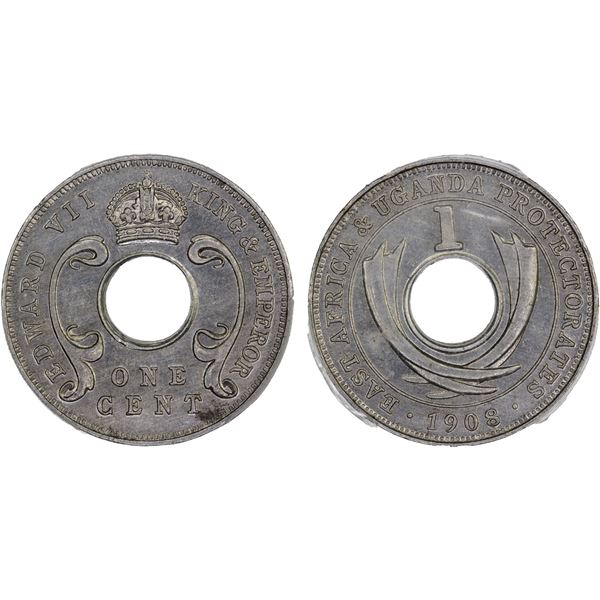 EAST AFRICA & UGANDA: Edward VII, 1901-1910, 1 cent, 1908, PCGS MS63