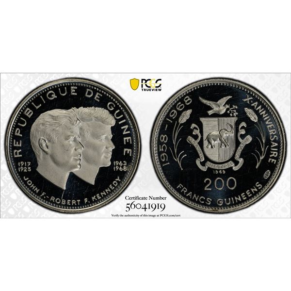 GUINEA: Republic, AR 200 francs guinéens, 1969, PCGS PF64 Deep Cameo