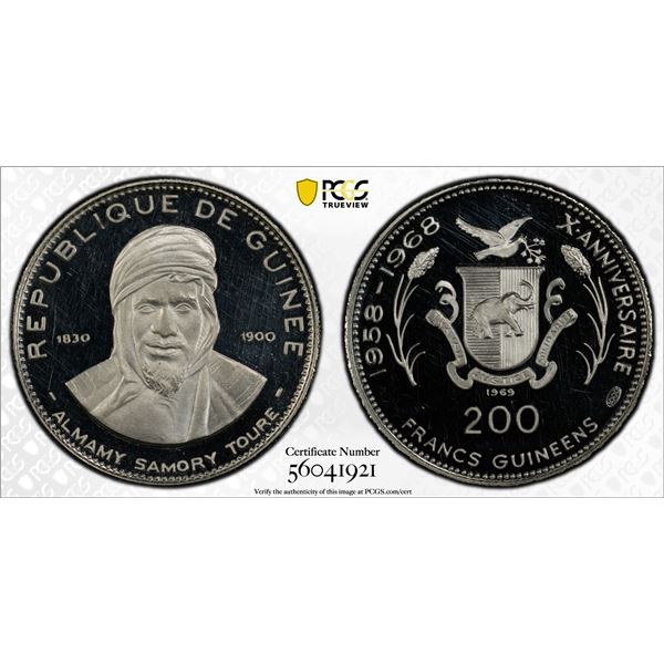 GUINEA: Republic, AR 200 francs guinéens, 1969, PCGS PF64 Deep Cameo